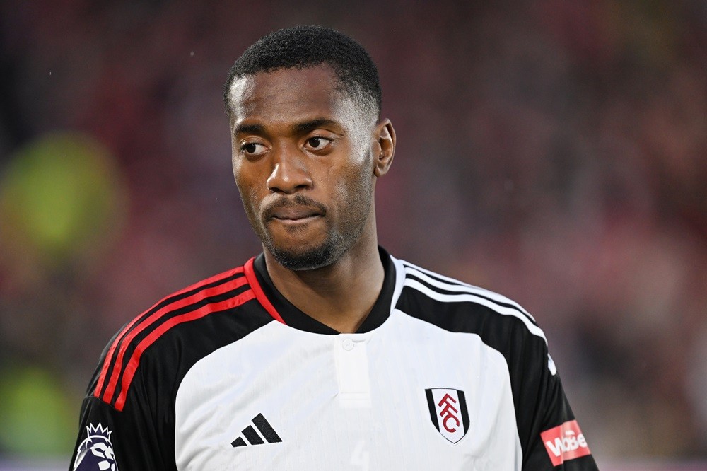 NOTTINGHAM, ENGLAND: Tosin Adarabioyo of Fulham looks on during the Premier League match between Nottingham Forest and Fulham FC at City Ground on April 02, 2024. (Photo by Michael Regan/Getty Images)