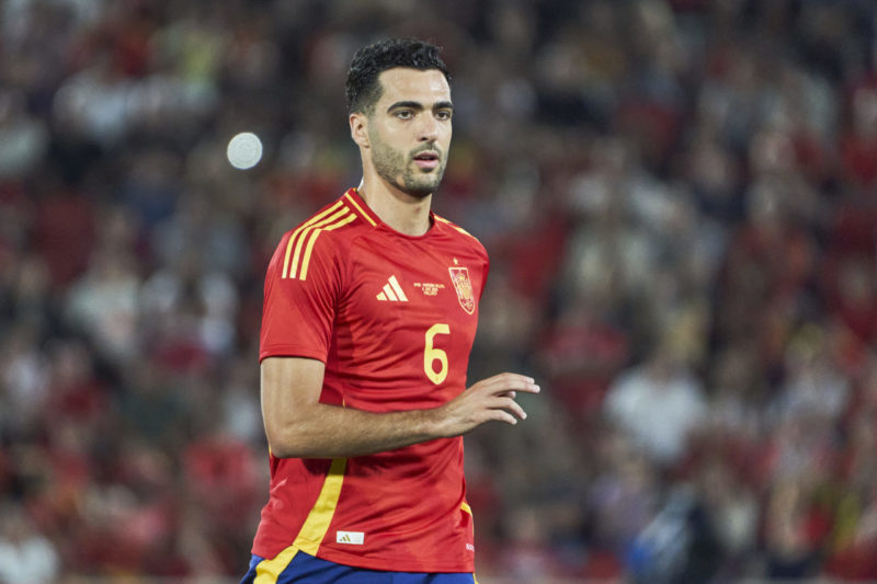 MALLORCA, SPAIN - JUNE 08: Mikel Merino of Spain looks on during the international friendly match between Spain and Northern Ireland at Estadi de Son Moix on June 08, 2024 in Mallorca, Spain. (Photo by Rafa Babot/Getty Images)