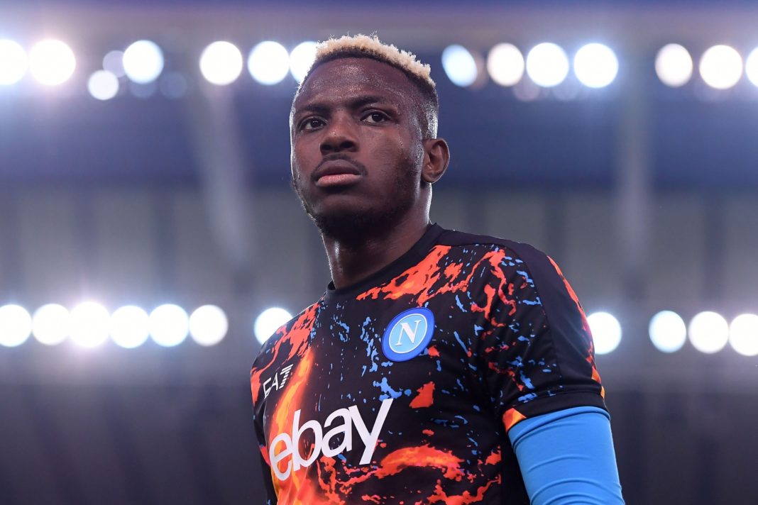 UDINE, ITALY - MAY 06: Victor Osimhen of SSC Napoli looks on during the Serie A TIM match between Udinese Calcio and SSC Napoli at Dacia Arena on May 06, 2024 in Udine, Italy. (Photo by Alessandro Sabattini/Getty Images)