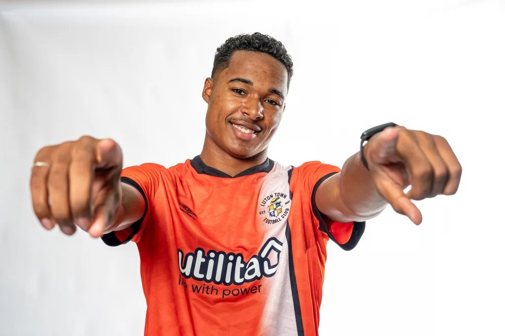 Reuell Walters after signing for Luton Town (Photo via LutonTown.co.uk)