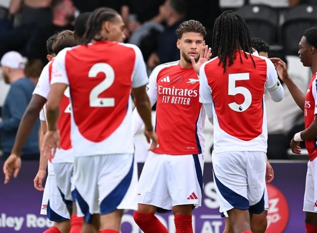 Omar Rekik celebrating a goal for the Arsenal u21s (Photo via Arsenal.com)