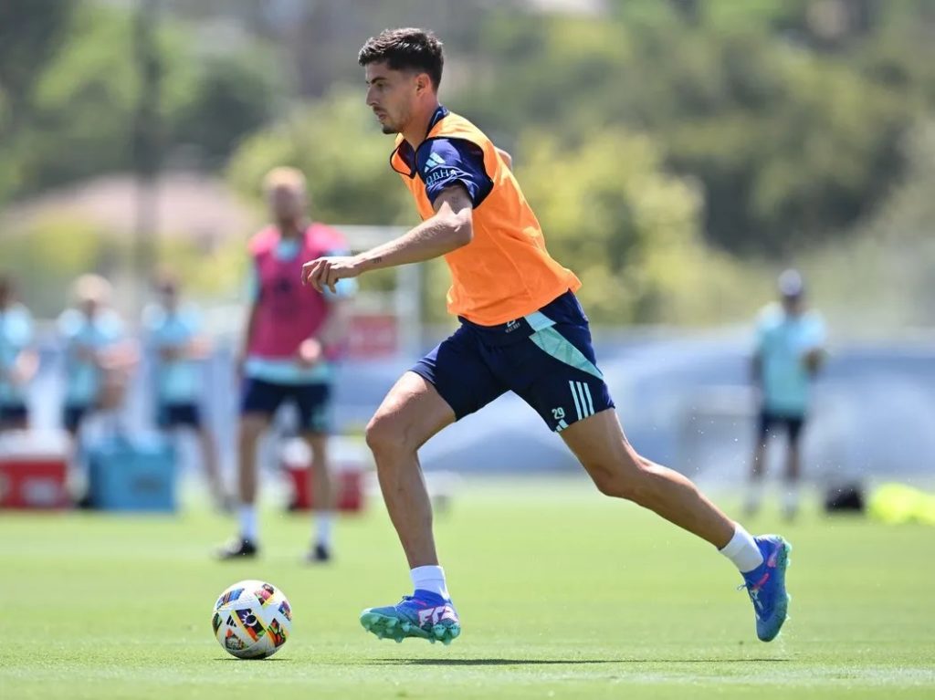 Kai Havertz back in training with Arsenal (Photo via Arsenal.com)