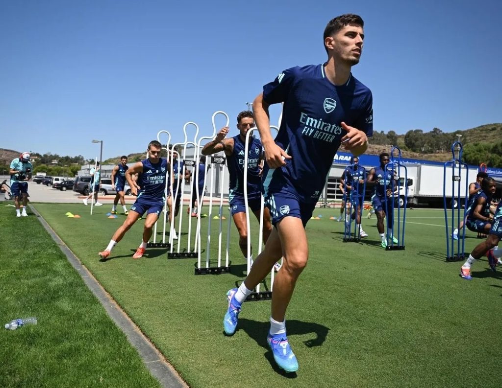 Kai Havertz back in training with Arsenal (Photo via Arsenal.com)