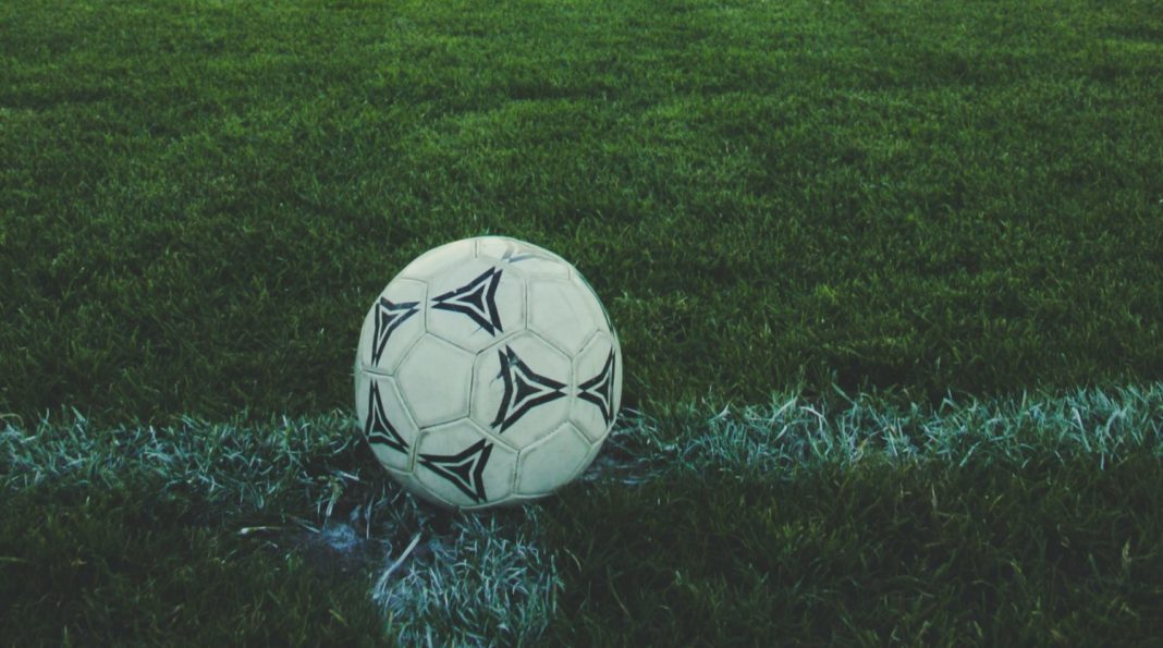 A football on a pitch