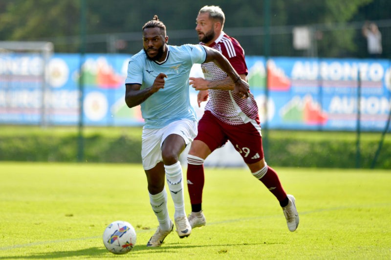 AURONZO DI CADORE, ITALY - JULY 18: Nuno Tavares of SS Lazio in action during the pre-season friendly match between SS Lazio v Trapani on July 18, 2024 in Auronzo di Cadore, Italy. (Photo by Marco Rosi - SS Lazio/Getty Images)