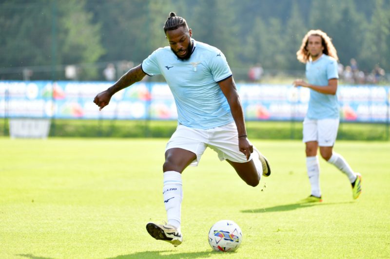 AURONZO DI CADORE, ITALY - JULY 18: Nuno Tavares of SS Lazio in action during the pre-season friendly match between SS Lazio v Trapani on July 18, 2024 in Auronzo di Cadore, Italy. (Photo by Marco Rosi - SS Lazio/Getty Images)