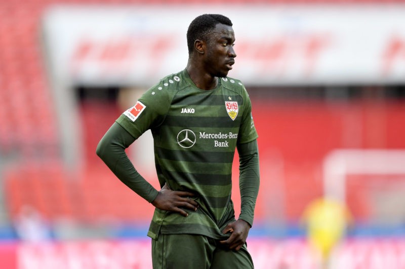 COLOGNE, GERMANY - FEBRUARY 20: Silas Wamangituka of VfB Stuttgart during the Bundesliga match between 1. FC Koeln and VfB Stuttgart at RheinEnergieStadion on February 20, 2021 in Cologne, Germany. Sporting stadiums around Germany remain under strict restrictions due to the Coronavirus Pandemic as Government social distancing laws prohibit fans inside venues resulting in games being played behind closed doors. (Photo by Frederic Scheidemann/Getty Images)