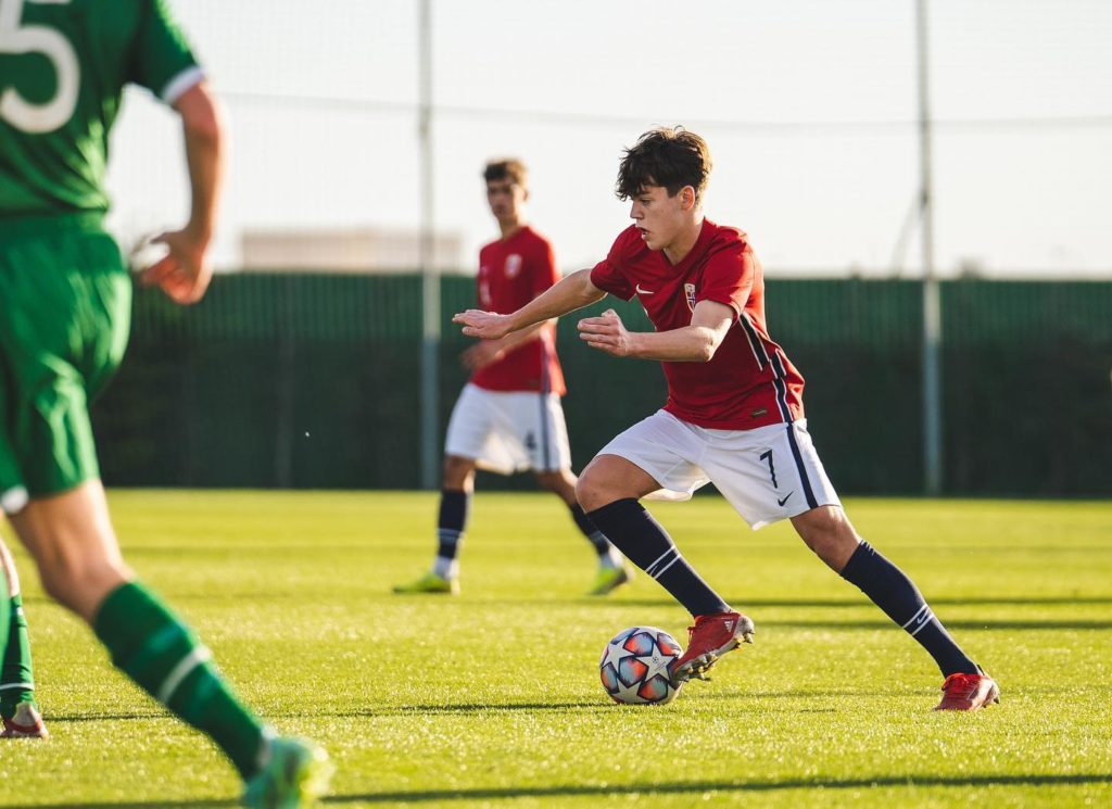 Sverre Nypan playing for Norway's youth teams (Photo via Nypan on Instagram)