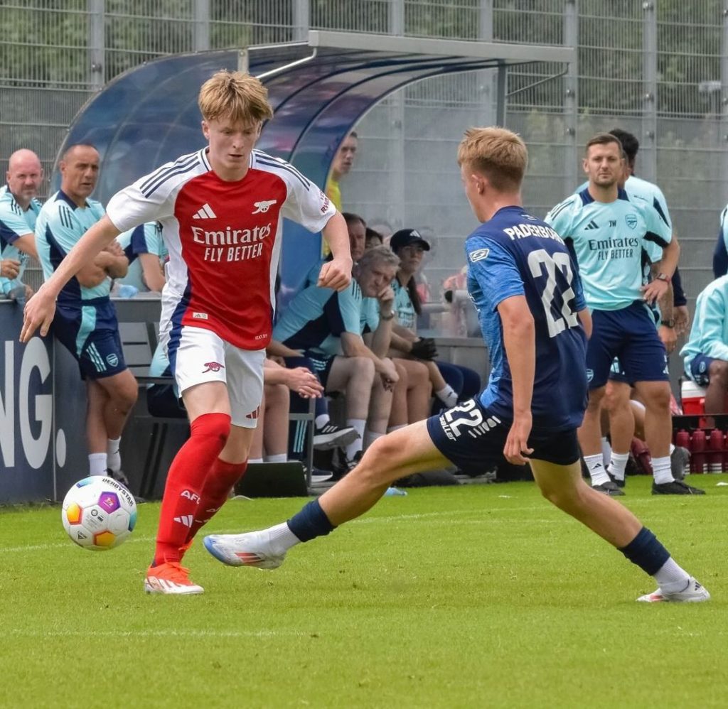 Callan Hamill playing for the Arsenal u18s (Photo via Hamill on Instagram)