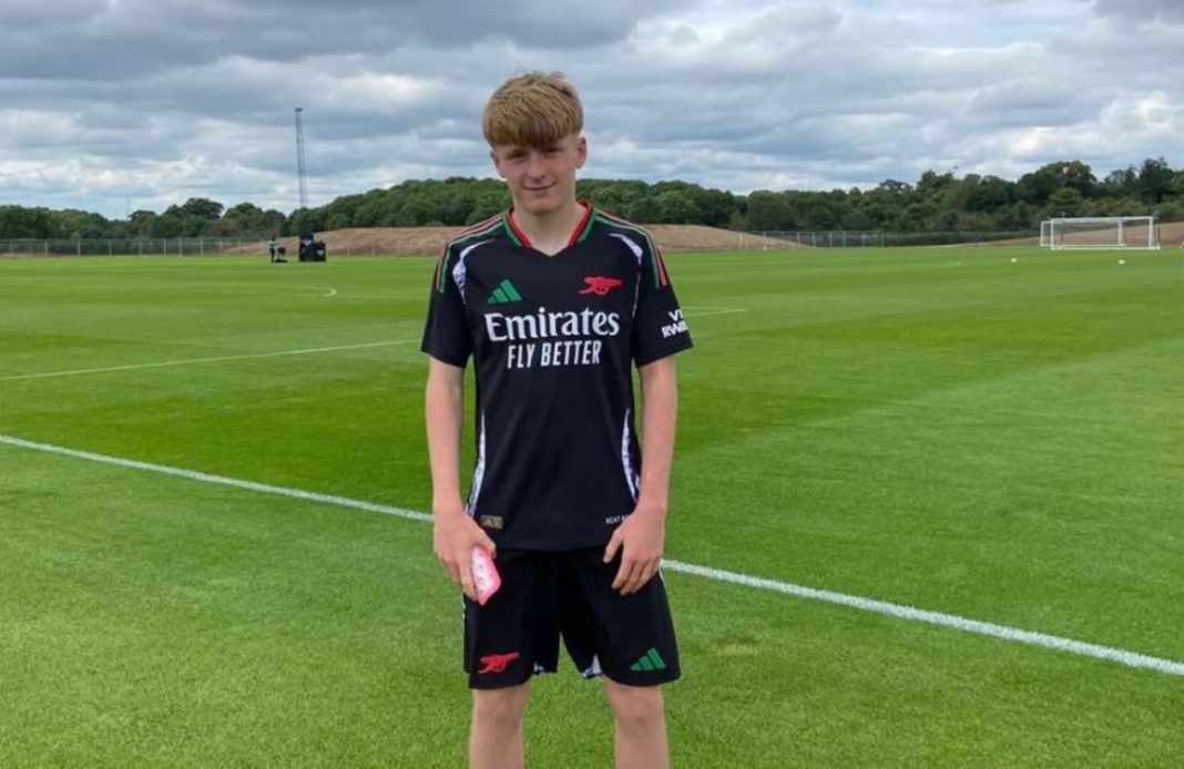 Callan Hamill during his Arsenal trial (Photo via Jeorge Bird on Twitter)