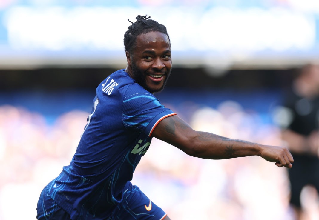 LONDON, ENGLAND - AUGUST 11: Raheem Sterling of Chelsea in action during the pre-season friendly match between Chelsea and FC Internazionale at Stamford Bridge on August 11, 2024 in London, England. (Photo by Eddie Keogh/Getty Images)