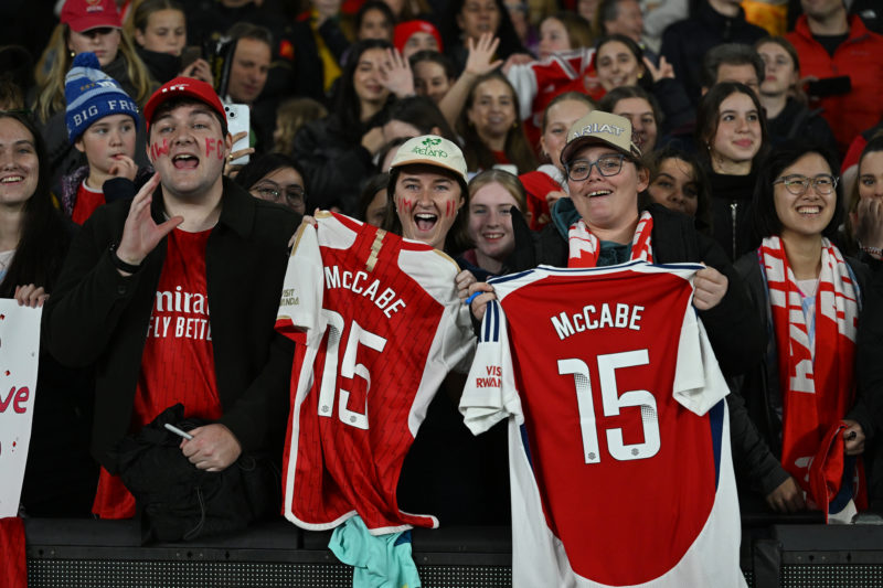 MELBOURNE, AUSTRALIA - MAY 24: Arsenal fans show support during the exhibition match between A-League All Stars Women and Arsenal Women FC at Marvel Stadium on May 24, 2024 in Melbourne, Australia. (Photo by Daniel Pockett/Getty Images)