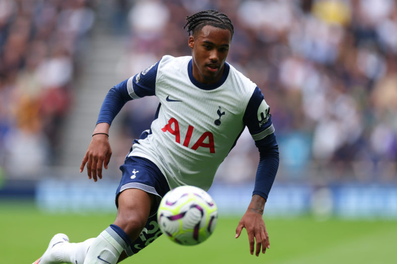 LONDON, ENGLAND - AUGUST 24: Wilson Odobert of Tottenham Hotspur during the Premier League match between Tottenham Hotspur FC and Everton FC at Tottenham Hotspur Stadium on August 24, 2024 in London, England. (Photo by Marc Atkins/Getty Images)