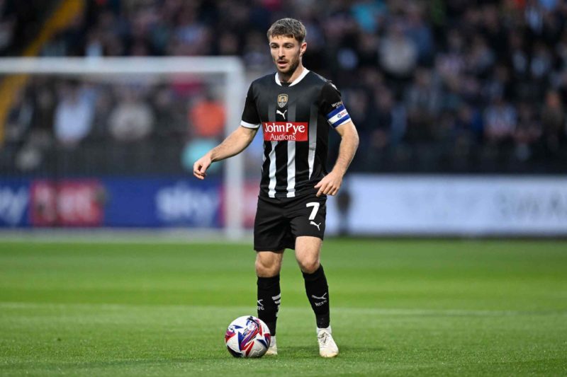 NOTTINGHAM, ENGLAND - AUGUST 22: Dan Crowley of Notts County in action during the Sky Bet League Two match between Notts County and Grimsby Town at Meadow Lane on August 22, 2024 in Nottingham, England. (Photo by Michael Regan/Getty Images)