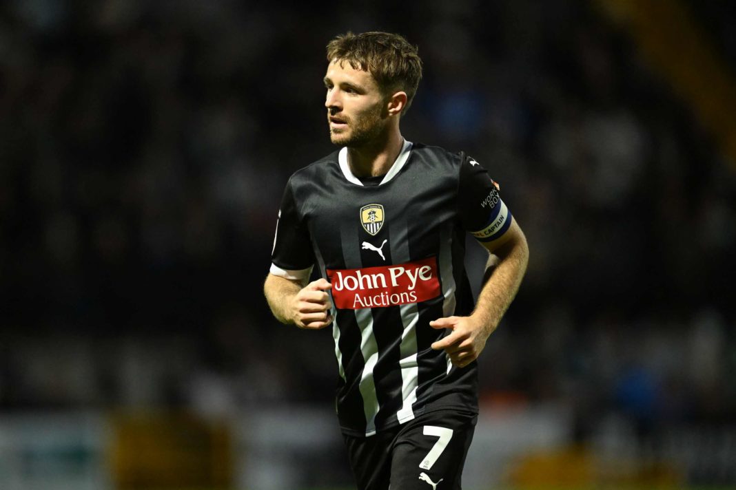 NOTTINGHAM, ENGLAND - AUGUST 22: Dan Crowley of Notts County in action during the Sky Bet League Two match between Notts County and Grimsby Town at Meadow Lane on August 22, 2024 in Nottingham, England. (Photo by Michael Regan/Getty Images)