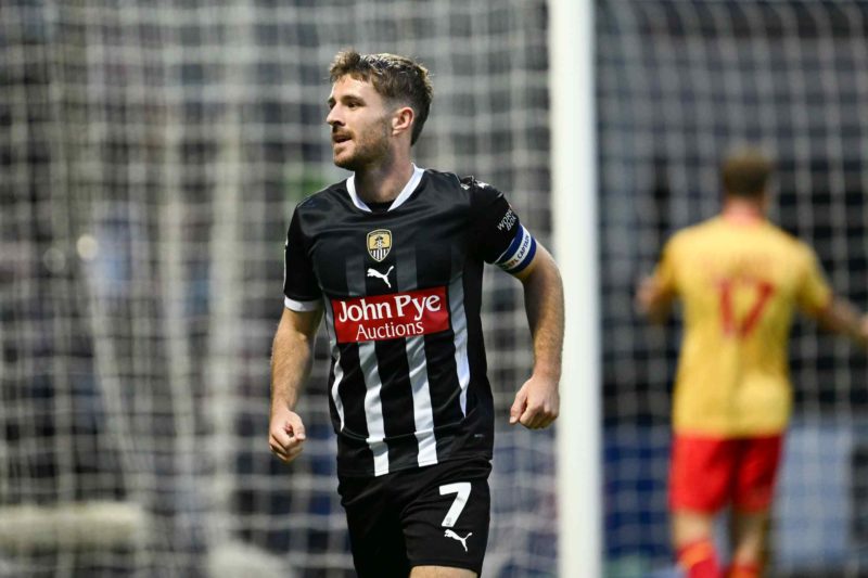 NOTTINGHAM, ENGLAND - AUGUST 22: Dan Crowley of Notts County celebrates scoring to make it 2-0 during the Sky Bet League Two match between Notts County and Grimsby Town at Meadow Lane on August 22, 2024 in Nottingham, England. (Photo by Michael Regan/Getty Images)