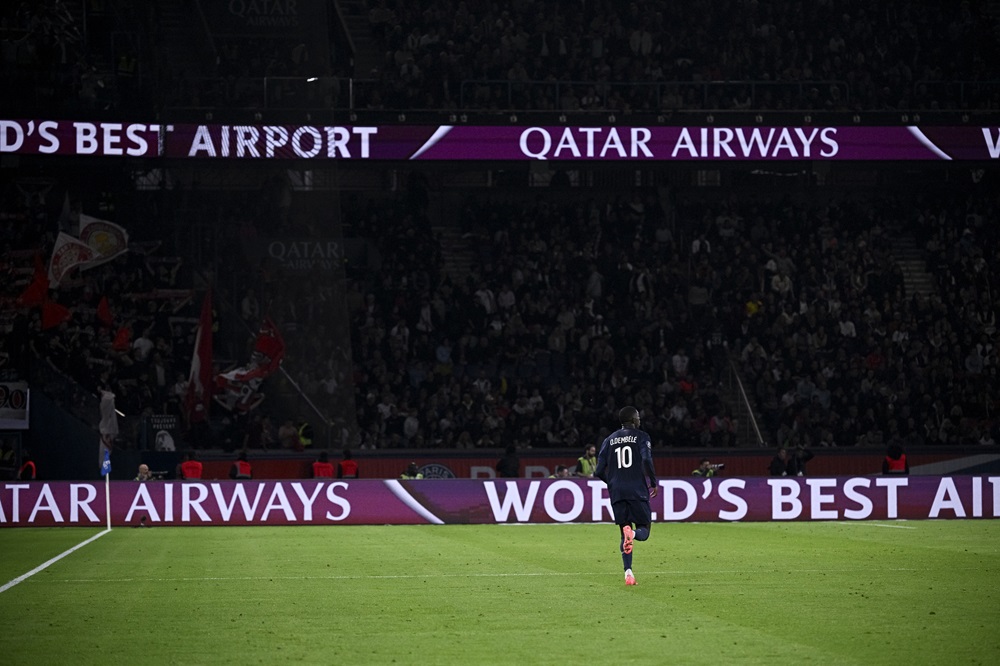 PARIS, FRANCE: Ousmane Dembele of Paris Saint-Germain looks onduring the Ligue 1 McDonald's match between Paris and Brest at Parc des Princes on September 14, 2024. (Photo by Kristy Sparow/Getty Images for Qatar Airways )