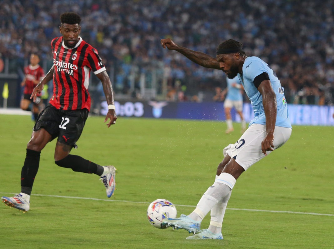 ROME, ITALY - AUGUST 31: Nuno Tavares of SS Lazio in action during the Serie A match between SS Lazio and AC Milan at Stadio Olimpico on August 31, 2024 in Rome, Italy. (Photo by Paolo Bruno/Getty Images)