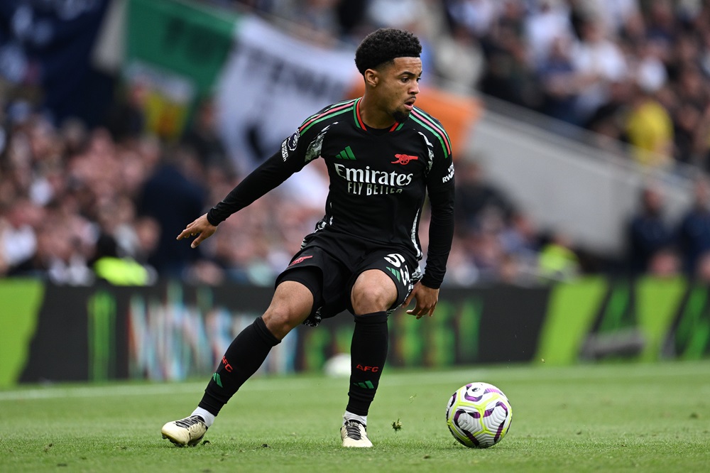 LONDON, ENGLAND: Ethan Nwaneri of Arsenal during the Premier League match between Tottenham Hotspur FC and Arsenal FC at Tottenham Hotspur Stadium on September 15, 2024. (Photo by Justin Setterfield/Getty Images)