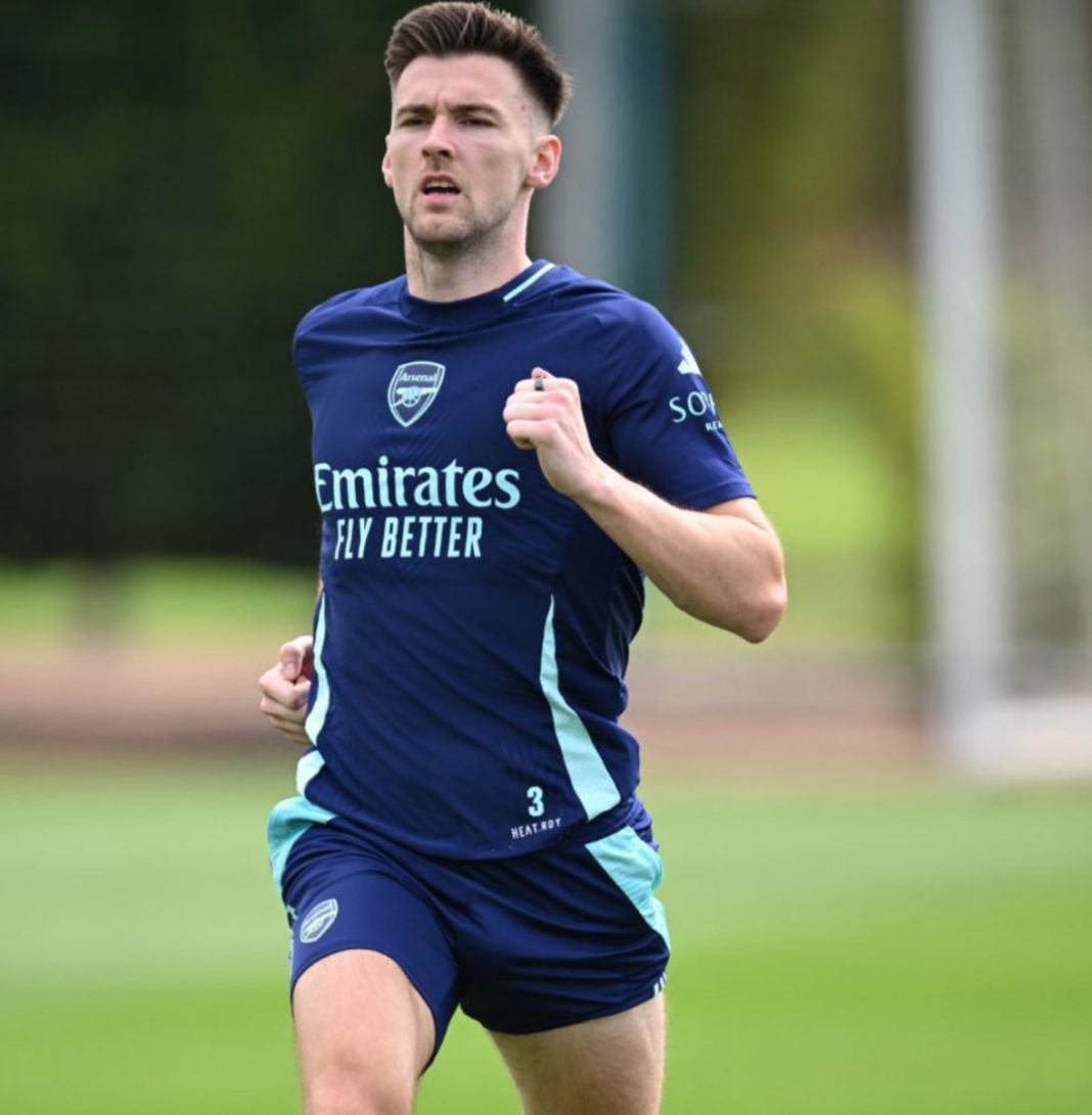 Kieran Tierney back in training with Arsenal (Photo via Tierney on Instagram)