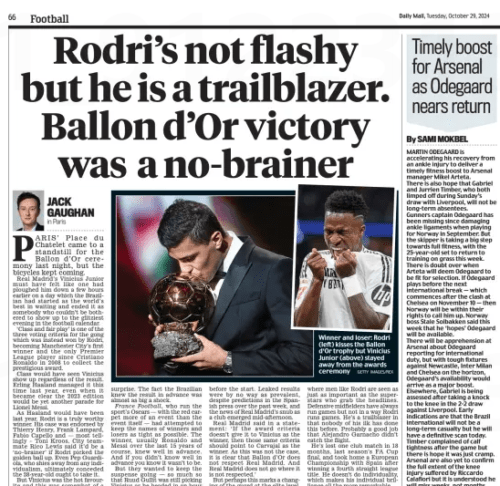 Timely boost for Arsenal as Odegaard nears return Daily Mail29 Oct 2024By SAMI MOKBEL MARTIN ODEGAARD is accelerating his recovery from an ankle injury to deliver a timely fitness boost to Arsenal manager Mikel Arteta. There is also hope that Gabriel and Jurrien Timber, who both limped off during Sunday’s draw with Liverpool, will not be long-term absentees. Gunners captain Odegaard has been missing since damaging ankle ligaments when playing for Norway in September. But the skipper is taking a big step towards full fitness, with the 25-year-old set to return to training on grass this week. There is doubt over when Arteta will deem Odegaard to be fit for selection. If Odegaard plays before the next international break — which commences after the clash at Chelsea on November 10 — then Norway will be within their rights to call him up. Norway boss Stale Solbakken said this week that he ‘hopes’ Odegaard will be available. There will be apprehension at Arsenal about Odegaard reporting for international duty, but with tough fixtures against Newcastle, Inter Milan and Chelsea on the horizon, Odegaard’s availability would arrive as a major boost. Elsewhere, Gabriel is being assessed after taking a knock to the knee in the 2-2 draw against Liverpool. Early indications are that the Brazil international will not be a long-term casualty but he will have a definitive scan today. Timber complained of calf tightness after the game but there is hope it was just cramp. Arsenal are also yet to confirm the full extent of the knee injury suffered by Riccardo Calafiori but it is understood he will miss weeks, not months. Article Name:Timely boost for Arsenal as Odegaard nears return Publication:Daily Mail Author:By SAMI MOKBEL Start Page:66 End Page:66