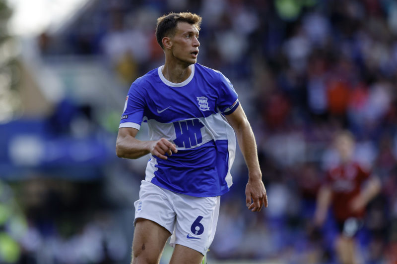 BIRMINGHAM, ENGLAND - AUGUST 10: Krystian Bielik of Birmingham City looks on during the Sky Bet League One match between Birmingham City FC and Reading FC at St Andrew’s at Knighthead Park on August 10, 2024 in Birmingham, England. (Photo by Malcolm Couzens/Getty Images)