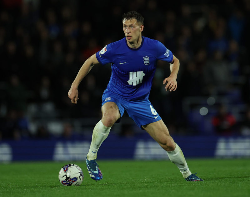 BIRMINGHAM, ENGLAND - APRIL 10: Krystian Bielik of Birmingham City during the Sky Bet Championship match between Birmingham City and Cardiff City at St Andrews (stadium) on April 10, 2024 in Birmingham, England. (Photo by Eddie Keogh/Getty Images)