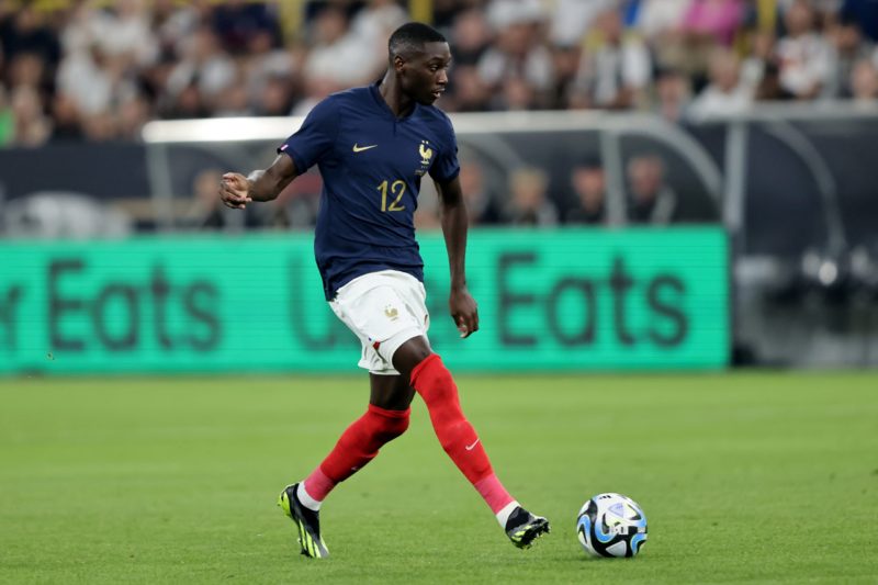 DORTMUND, GERMANY - SEPTEMBER 12: Randal Kolo Muani of France runs with the ball during the international friendly match between Germany and France at Signal Iduna Park on September 12, 2023 in Dortmund, Germany. (Photo by Christof Koepsel/Getty Images)