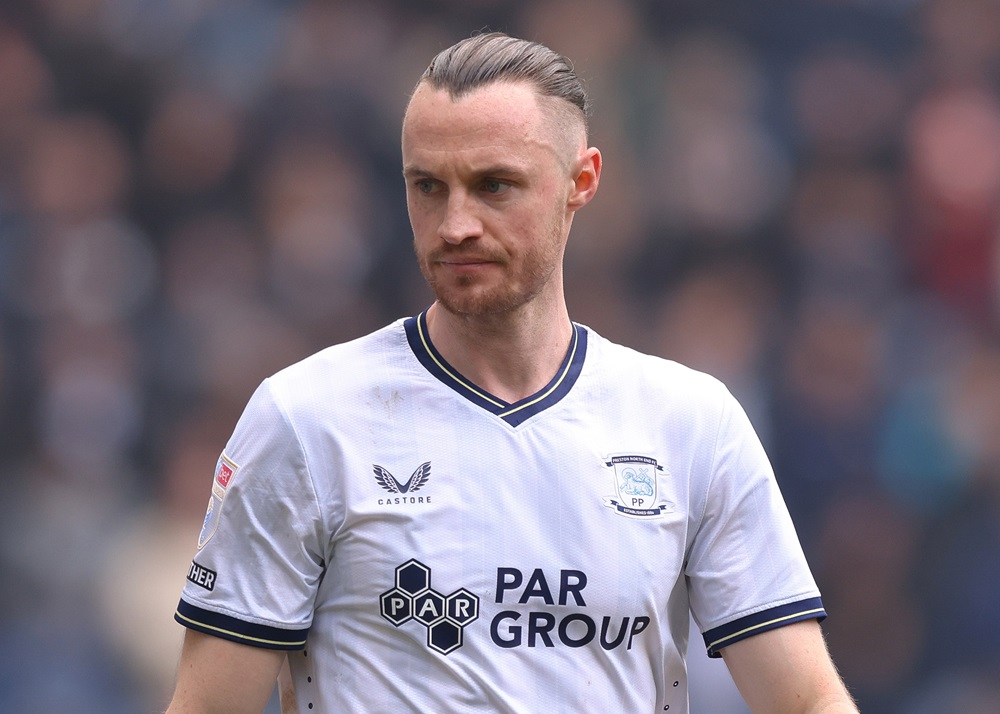 PRESTON, ENGLAND: Will Keane of Preston North End during the Sky Bet Championship match between Preston North End and Stoke City at Deepdale on March 9, 2024. (Photo by Gary Oakley/Getty Images)