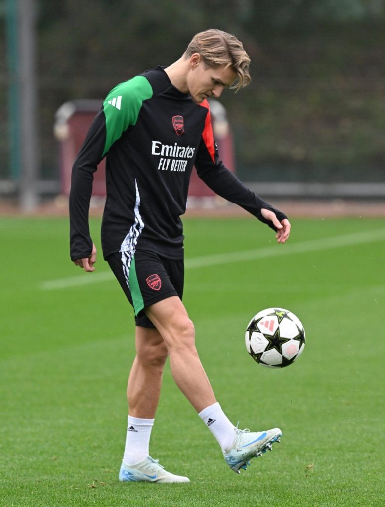 Martin Ødegaard back in training with Arsenal (Photo via Arsenal.com)