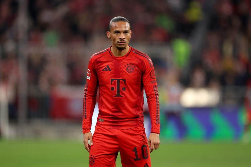 MUNICH, GERMANY - NOVEMBER 02: Leroy Sane of FC Bayern München looks on during the Bundesliga match between FC Bayern München and 1. FC Union Berlin at Allianz Arena on November 02, 2024 in Munich, Germany. (Photo by Alexander Hassenstein/Getty Images)